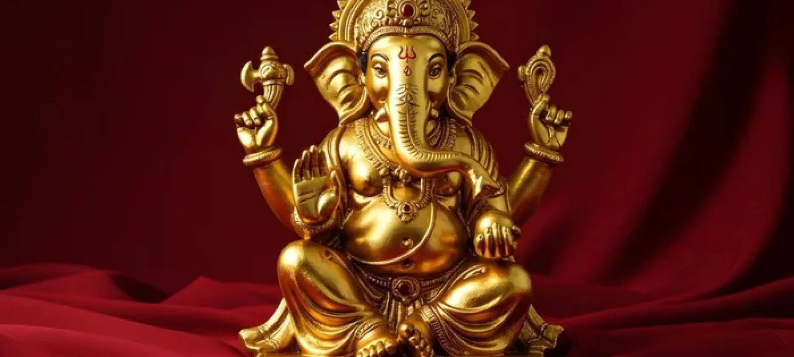 Brass puja articles arranged for a ceremony