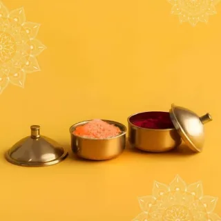 Brass Kumkum & Haldi Box