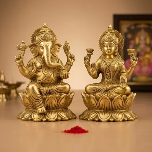 Premium Brass Lakshmi Ganesh Idol Set